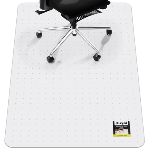 Kuyal Office Chair Mat for Carpet, Clear Heavy Duty Computer Chair Mat | 32''x55'', Under Desk Protector Carpeted Floors Mat, Easy Chair Movement,Ship Flat - color: Clear, size: 32" X 55"