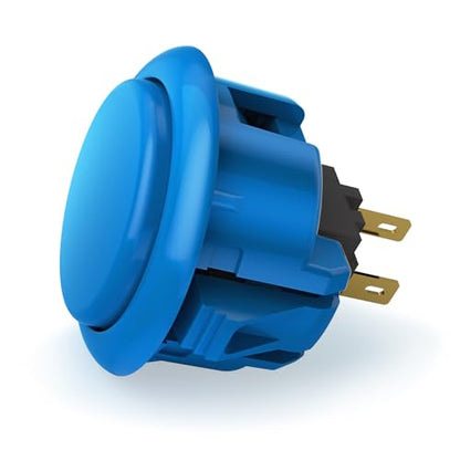 QANBA D-lite Arcade Button Original Buttons Snap-In Joystick Arcade Buttons for DIY arcade machines 30mm Push button switch (Boxed） (30mm Blue（DL01) 24 Pcs) - size: 30mm Blue（DL01) 24 Pcs