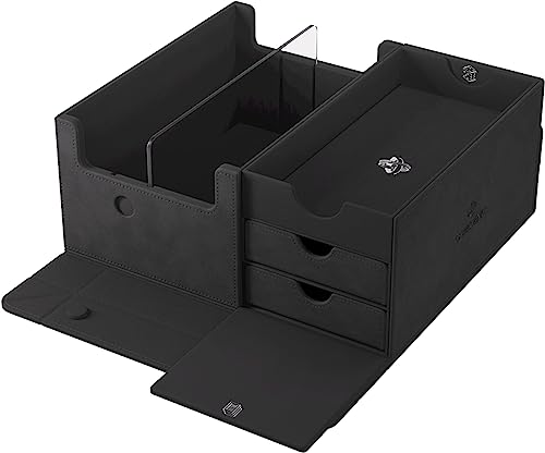 Gamegenic Game's Lair 600+ Convertible Deck Box - Double-Sleeved Card Storage, Holds up to 600 Cards, Premium Card Game Protector, Nexofyber Surface, Black Color, Made - color: Black