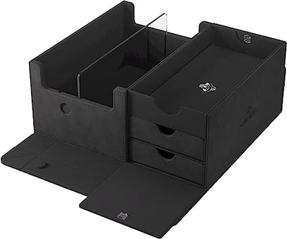 Gamegenic Game's Lair 600+ Convertible Deck Box - Double-Sleeved Card Storage, Holds up to 600 Cards, Premium Card Game Protector, Nexofyber Surface, Black Color, Made - color: Black