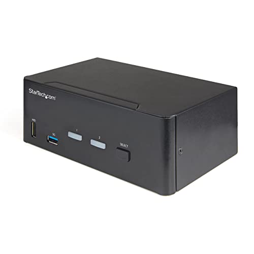 StarTech 2-Port Dual HDMI KVM, 4K 60Hz UHD HDR, USB 3.0 Hub, TAA | Fast switching, USB 3.0 5Gbps hub, 4x USB 2.0 HID ports, Hotkey, Two computers two monitors, Analog & 7.1 digital audio