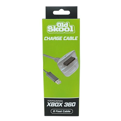 Old Skool Wireless Controller Charging Cable Compatible with Microsoft Xbox 360 White