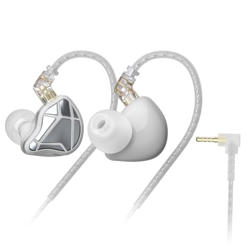 KZ Axas in Ear Monitor | Noise Isolation IEMs for Gaming, Low Distortion Sound & Spatial Audio, Comfort-Fit FPS Co-Tuned Earbuds (White 3.5mm NO Mic) - color: White, style: 3.5mm NO Mic