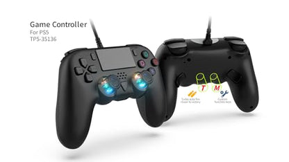 GAMFAMI Wired Controller Compatible with PS5/PS5 Pro/PS5 Slim/PC - Wired Controller with Built-in Advanced Back Buttons Programming/Turbo,with Thumbsticks | 2 High-Rise, 2 Mid-Rise (Black) - color: Black