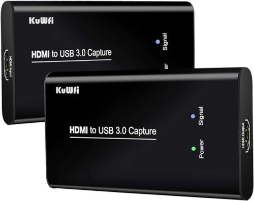 KuWFi HDMI to USB3.0 Audio Video Capture Cards Game Streaming Live Stream Broadcast 1080P for All HDMI Devices Such as Laptop/PS4/Swi/Xbox