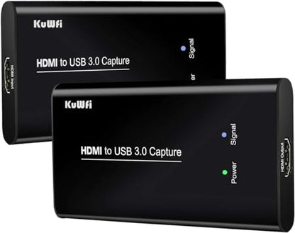 KuWFi HDMI to USB3.0 Audio Video Capture Cards Game Streaming Live Stream Broadcast 1080P for All HDMI Devices Such as Laptop/PS4/Swi/Xbox