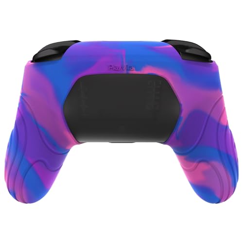 PlayVital Samurai Edition Ergonomic Silicone Skin Protective Case for Nintendo Switch Pro, Soft Anti-Slip Controller Grip Protector for Nintendo Switch Pro with Thumb Grips - Pink & Purple & Blue - color: Pink & Purple & Blue