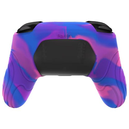PlayVital Samurai Edition Ergonomic Silicone Skin Protective Case for Nintendo Switch Pro, Soft Anti-Slip Controller Grip Protector for Nintendo Switch Pro with Thumb Grips - Pink & Purple & Blue - color: Pink & Purple & Blue