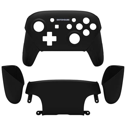 eXtremeRate Classic SwitchCube Style - Black Faceplate Backplate Handles for Nintendo Switch Pro Controller, Soft Touch Replacement Grip Housing Shell Cover with Buttons for Nintendo Switch Pro - color: Black