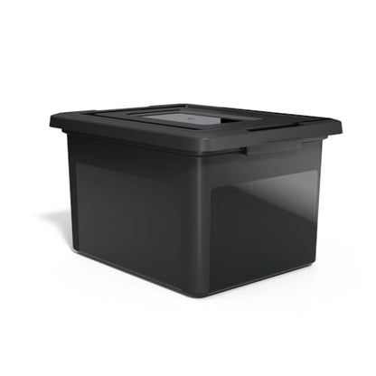 STAPLES File Box Plastic File Box Snap, Letter/Legal Size, Black, 4/Carton - color: Black, size: 4 Pack, style: Box (Snap Lid)