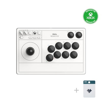 8Bitdo 2.4g Wireless Arcade Fight Stick with 3.5mm Audio Jack, Mic Mute Button & Joystick Mapping Button for Xbox Series X|S, Xbox One and Windows 10 - Officially Licensed (White) - color: White