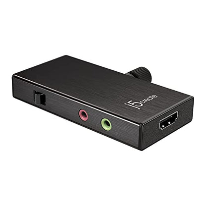 j5create Live Video Capture Card - HDMI to USB-C, Supports 1080p 60FPS | Video and Audio Recording, Power Delivery 60W Pass Through, for PC Xbox PlayStation Android Game Live Streaming (JVA02)