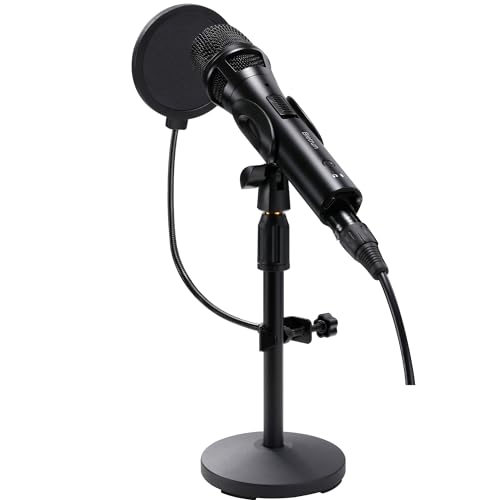 Xlr Usb Dynamic Microphone for Singing Recording, Metal Dynamic Studio Singing Recording Microphone with Mic Gain, Desktop Stand, Pop Filter, Headphone Jack, for PC, Audio Interface, Mixer, Mac