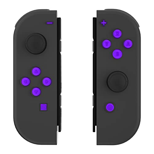 eXtremeRate Replacement Two-Tone Jelly Buttons for JoyCon, Purple & Clear with Symbols Custom Controller ABXY Direction Home Capture + - Keys, DIY Action Face Buttons for Nintendo Switch & Switch OLED - color: Purple & Clear