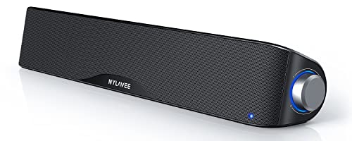 Nylavee Computer Speakers, Hi-Fi Stereo Computer Sound Bar with Bluetooth & 3.5mm Aux, USB/USB-C Powered for Desktop PC, Laptop & Monitor, Built-in Mic and Headphone Jack - color: Black