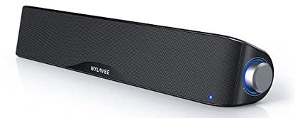 Nylavee Computer Speakers, Hi-Fi Stereo Computer Sound Bar with Bluetooth & 3.5mm Aux, USB/USB-C Powered for Desktop PC, Laptop & Monitor, Built-in Mic and Headphone Jack - color: Black