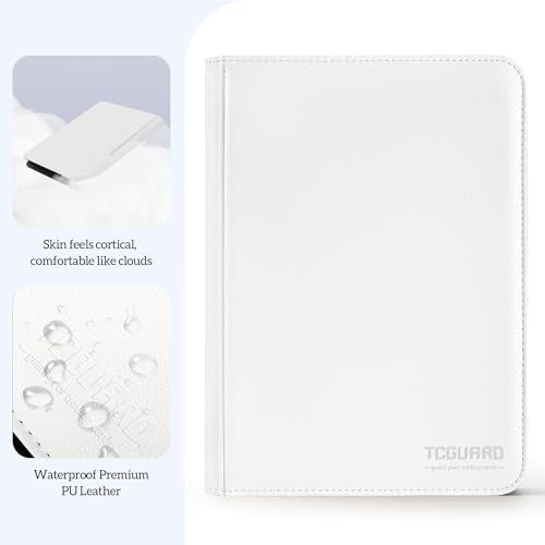 Trading Card Binder, 9 Side Loading Pocket Card Album Hold Up to 540 Cards, Zipper Binder for Cards Collection, TCG Card Holder for Game Card, Sports Card, Yugioh, MTG etc. (White) - color: White