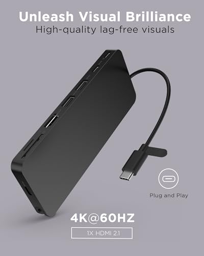 Lenovo USB-C Slim Travel Dock, 8 Ports, Up to 65W PD Pass Through, Integrated USB-C Cable, 4K Display Support, Black - style: Slim Travel Dock