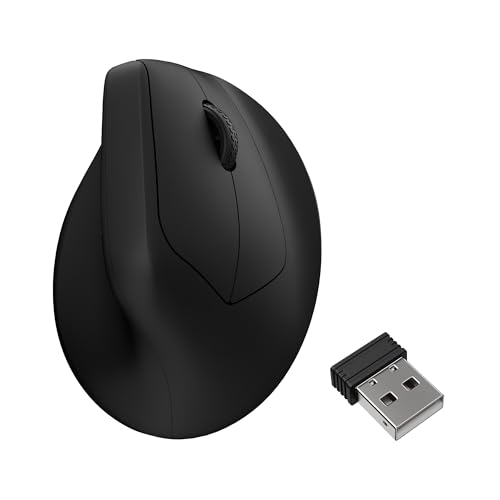 Keychron M5 Wireless Ergonomic Mouse, Compact Vertical Mice with Thumb Wheel, Silent Clicks, 2.4 GHz/Bluetooth/Wired Rechargeable, Customizable Buttons, for Laptop macOS/Windows - Black - size: PixArt 3311 (1K Polling Rate)