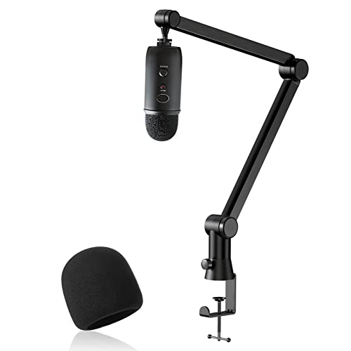 Youshares Blue Yeti Mic Stand with Pop Filter - Premium Mic Arm, Heavy Duty Boom Arm with Cable Management, 3/8" to 5/8" Adapter - color: Blue Yeti Boom Arm