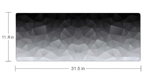 White Grey Geometric Extended Big Mouse Pad Large,XL Gaming Mouse Pad Desk Pad,31.5x11.8inch Long Computer Keyboard Mouse Mat Mousepad with 3mm Non-Slip Base and Stitched Edge for Home Office Work - color: White Grey Geometric