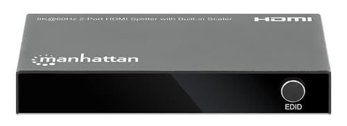 Manhattan HDMI Splitter with Scaler 1 in 2 Out, 8K 60Hz 4K 120Hz, EDID Control, HDR, HDCP 2.3, 48 Gbps, Metal Housing - 208468 - size: 1 In x 2 Out