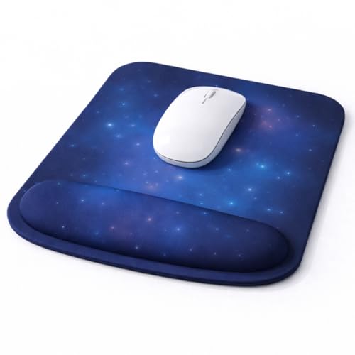Ergonomic Memory Foam Mouse Pad with Wrist Support, Orange, Ultra-Smooth Surface, Anti-Slip Base (Galaxy, Medium) - color: Galaxy