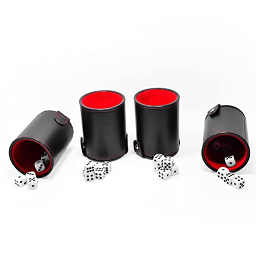 Kisangel Leather Dice Cup Set Double-Layer Dice Storage Cup Bar Game Supplies Set Lid