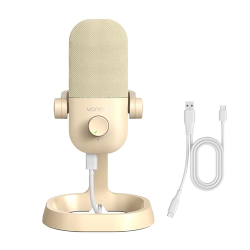 USB Microphone for PC, Plug & Play Cardioid Condenser Mic - color: Beige