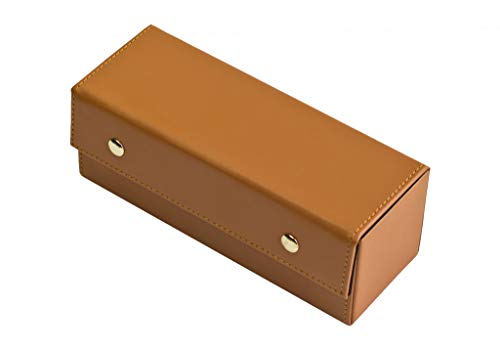 Alex Cramer Domino Set with Caramel Colored Leather Case - Professional Tournament Traveler - No Spinners Domino Set - 28 Indestructible Double Six Dominoes - style: Domino Set