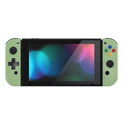 eXtremeRate Matcha Green Housing (D-Pad Version) with Colorful Buttons for Joycon Handheld Controller, DIY Replacement Shell Case for Nintendo Switch & Switch OLED [Only The Shell, NOT The Joycon] - color: Matcha Green
