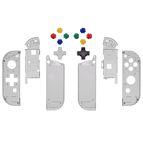eXtremeRate Clear Black Joycon Handheld Controller Housing (D-Pad Version) with Colorful Buttons, DIY Replacement Shell Case for Nintendo Switch Joy-Con – Console Shell NOT Included - color: Clear Black