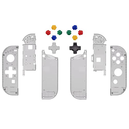 eXtremeRate Clear Black Joycon Handheld Controller Housing (D-Pad Version) with Colorful Buttons, DIY Replacement Shell Case for Nintendo Switch Joy-Con – Console Shell NOT Included - color: Clear Black