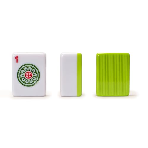 YMI Chinese Mahjong Set, “Aureum Spring” with 146 Tiles | A practical, portable Chinese Mahjong set with 146 tiles, dice, and wind indicator. Champagne vinyl case with gold accents. - color: Apple Green