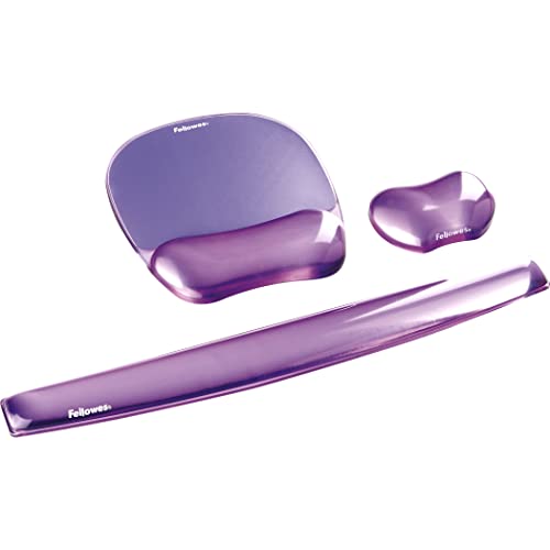 Fellowes Crystals Gel Mouse Pad with Wrist Rest - Purple (91441) - color: Purple, size: 9.1L x 7.9W inches