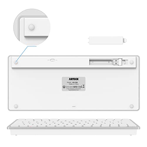 Arteck 2.4G Wireless Keyboard Ultra Slim and Compact Keyboard with Media Hotkeys for Computer Desktop PC Laptop Surface Smart TV and Windows 11/10/8/7, Silver - color: Silver