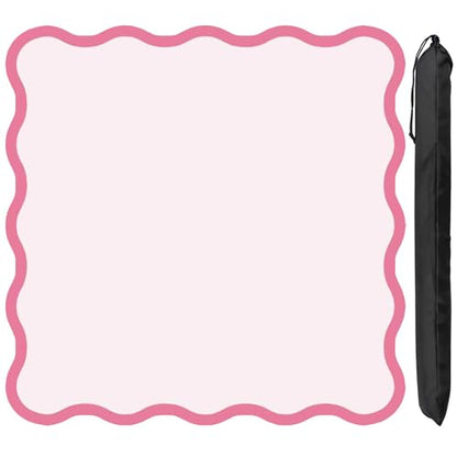 Scalloped Mahjong Mat - Non-Slip Noise Reduction Gaming Mat 31.5 x 31.5 Inch for Mahjong,Waterproof Surface, Neoprene Mahjon for American Mahjong Game (Pink) - color: Pink