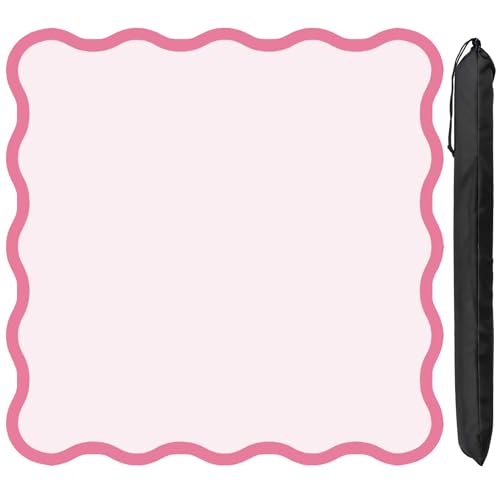 Scalloped Mahjong Mat - Non-Slip Noise Reduction Gaming Mat 31.5 x 31.5 Inch for Mahjong,Waterproof Surface, Neoprene Mahjon for American Mahjong Game (Pink) - color: Pink