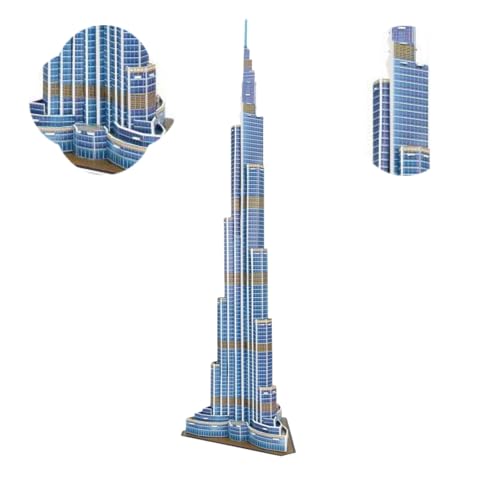 Architecture World Famous of 3D Puzzle.Build Your Own Collection of 17 Global Landmarks (Notre Dame, Colosseum) - Educational DIY Model Kit for Kids & Adults. (Burj Khalifa Tower) - color: Burj Khalifa Tower
