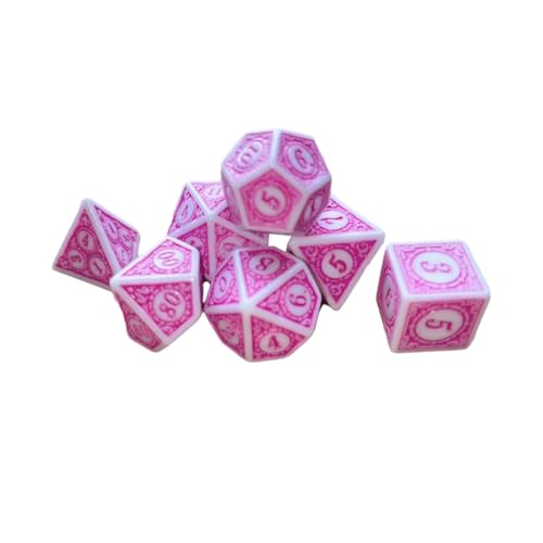 harayaa 7 Pieces Polyhedral Dice Set Multi Sides Dices Game Dices Resin Dices Counting Dices Acrylic Structure Suitable for Classroom Role Playing Par, Pink