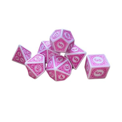 harayaa 7 Pieces Polyhedral Dice Set Multi Sides Dices Game Dices Resin Dices Counting Dices Acrylic Structure Suitable for Classroom Role Playing Par, Pink
