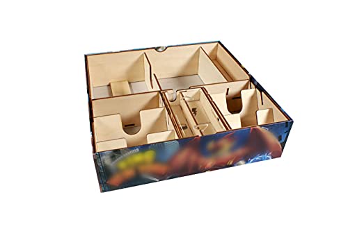 The Broken Token Game Organizer Compatible with King of New York - Wooden Game Organizing Box with Multiple Trays