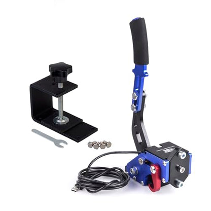 ZHSYMX USB Handbrake for 16Bit SIM PC Racing Games, Compatible with G27 G29 G920 G923 T500 T300 Simulate Linear Handbrake With Fixing Clip（Only PC System） Blue - color: Blue, size: With Fixing Clip