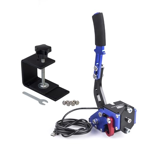 ZHSYMX USB Handbrake for 16Bit SIM PC Racing Games, Compatible with G27 G29 G920 G923 T500 T300 Simulate Linear Handbrake With Fixing Clip（Only PC System） Blue - color: Blue, size: With Fixing Clip