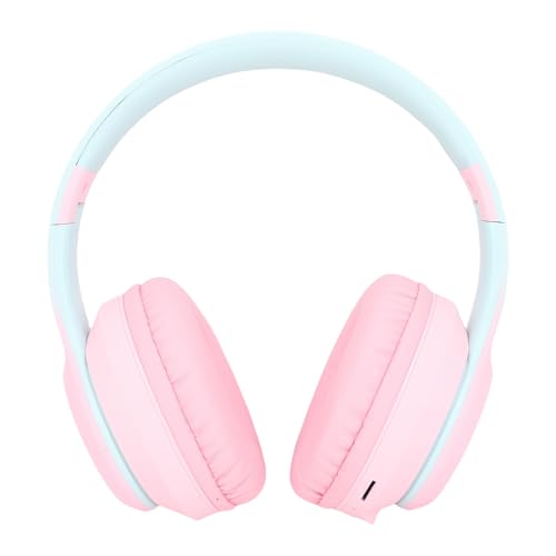 SUNGOOYUE Headphone Gaming Headphones, ABS 5.3 Over Ear Headset with Active Noise Cancelling, 3.5mm Wired, Foldable, Mic, 400mAh for Gaming Music Calls (Pink) - color: Pink
