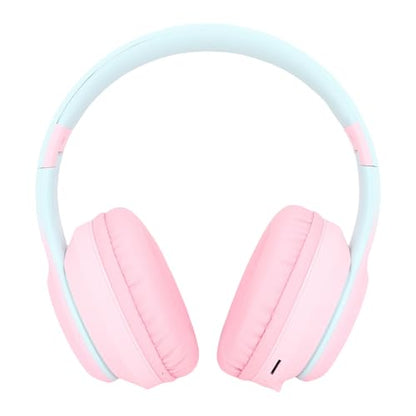 SUNGOOYUE Headphone Gaming Headphones, ABS 5.3 Over Ear Headset with Active Noise Cancelling, 3.5mm Wired, Foldable, Mic, 400mAh for Gaming Music Calls (Pink) - color: Pink