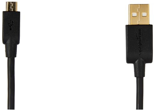 Amazon Basics 2-Pack USB-A to Micro USB Cable, Android Charger, 480Mbps Transfer Speed, Gold-Plated Connectors, USB 2.0, 6 Foot, Black - size: 6 Feet, style: 2 Pack