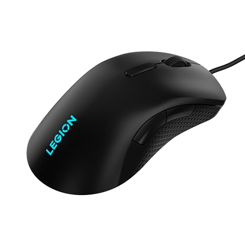 Lenovo Legion M300 RGB Wired Gaming Mouse - 8,000 DPI Adjustable Sensor, 8 Programmable Buttons & 10-Million Clicks Durability for High Performance Gamers - color: Black, size: Compact | Ambidextrous, style: Classic