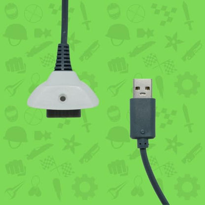 Old Skool Wireless Controller Charging Cable Compatible with Microsoft Xbox 360 White