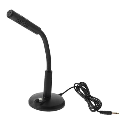 BESPORTBLE Desktop Microphone 3.5mm Black Plastic Adjustable Meeting Mic | Stable Pedestal Base, Simple Plug-And-Use Operation, Suited for Live-Streaming and Singing Sessions